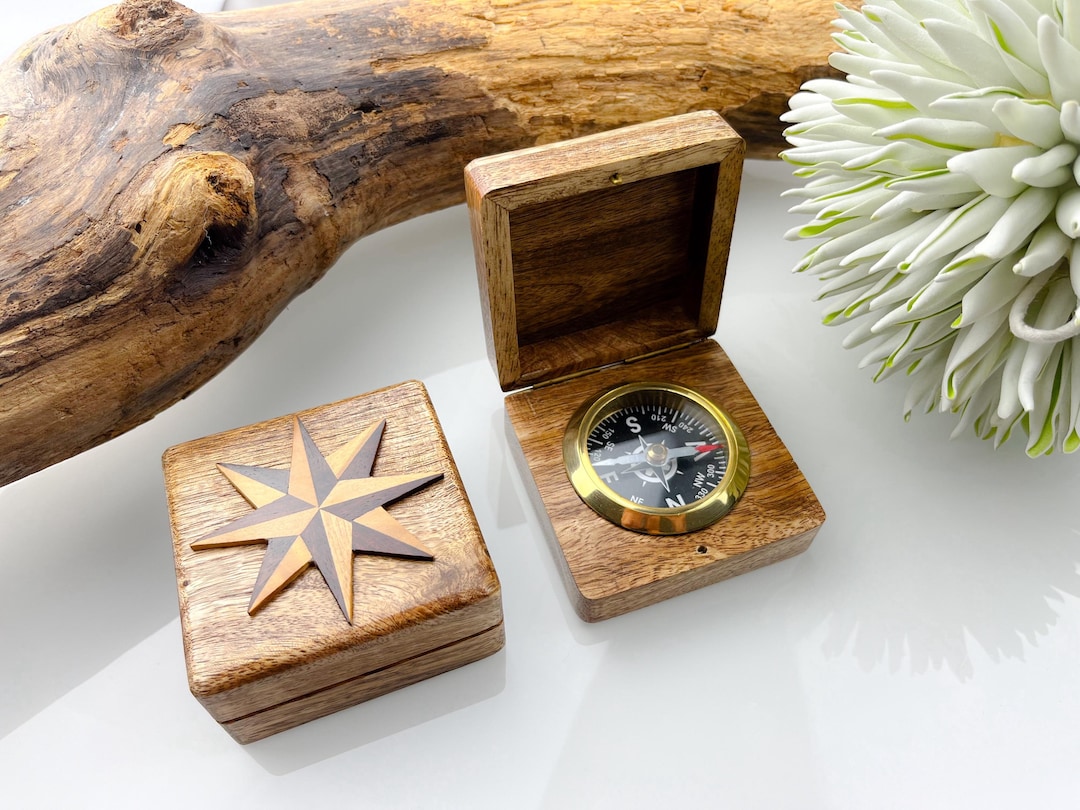 Compass in an Elegant Wooden Box With High-quality Wooden Fittings ...