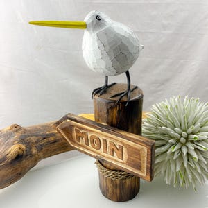 Moin Seagull on dolphin, bollard, sandpiper, seagulls, garden decoration, decoration, wooden seagull,