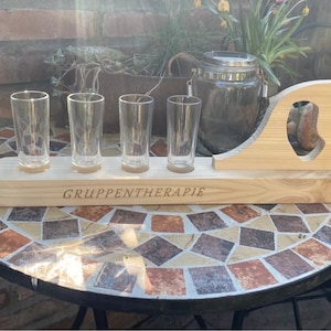 Schnapps plane schnapps board made of pine wood, with 4 shot glasses of 5cl each / with engraving / personalizable / shots / short / party