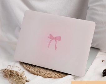 Pink Bow Gradient MacBook Hard Protective Case Laptop Cover for 2025 M4 Macbook Air 15/13/11 Inch Macbook Pro 13/14/15/16 M1 M2 M3 2023 2024