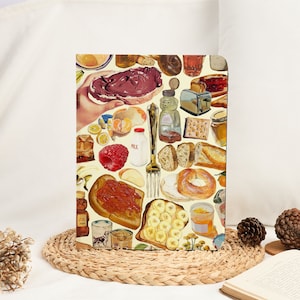 Frühstück Collage iPad Case Mit Bleistifthalter für 2024 Air 6 Air 4/5 10,9 Zoll iPad 10 10,9 Zoll 7/8/9 10,2 Zoll iPad Pro 11 Zoll 12,9 '' 13 Zoll Mini 6/7