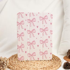 Pink Bows Girly iPad Hülle für 2025 M2 M3 Air 7/6/5th iPad 9/10/11th Gen A16 M4 M5 iPad Pro 13/11 Zoll A17Pro Mini 7