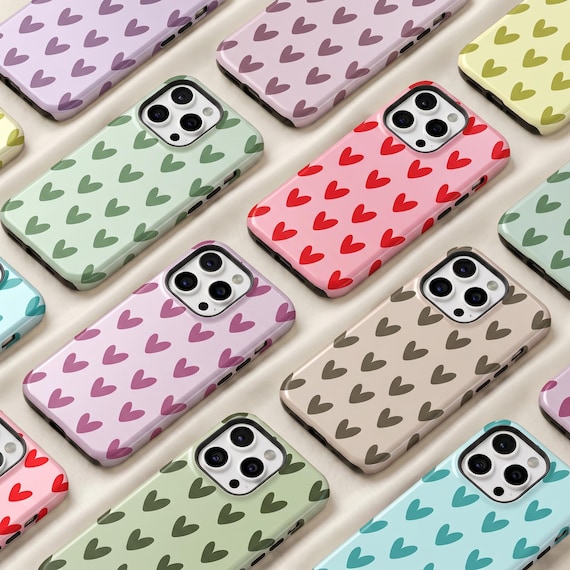 Colorful Heart Simple Phone Case Slim/Tough Cover for iPhone 17 16 15 14 13 12 11 Pro Max, 2026 17e/16e,  Air,  Plus, 13 12 Mini, X XS XR SE