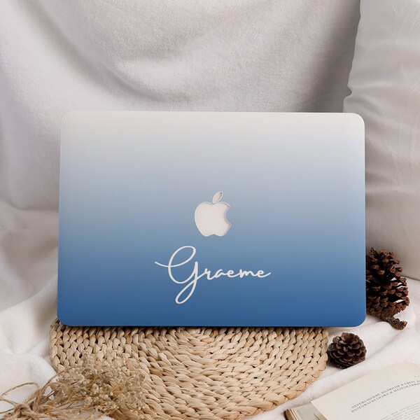 Gradient Sky Blue Custom Name MacBook Case Protect Cover for Macbook Pro 14 Case Macbook Air 13 14 15 A2941 Pro15 Pro 16 Macbook Pro Case