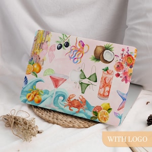 Cute Summer Scrapbook Pattern MacBook Case Protective Laptop Cover for MacBook Air 15/13/11 Inch MacBook Pro 13/14/15/16 M1 M2 M3 M4 2025