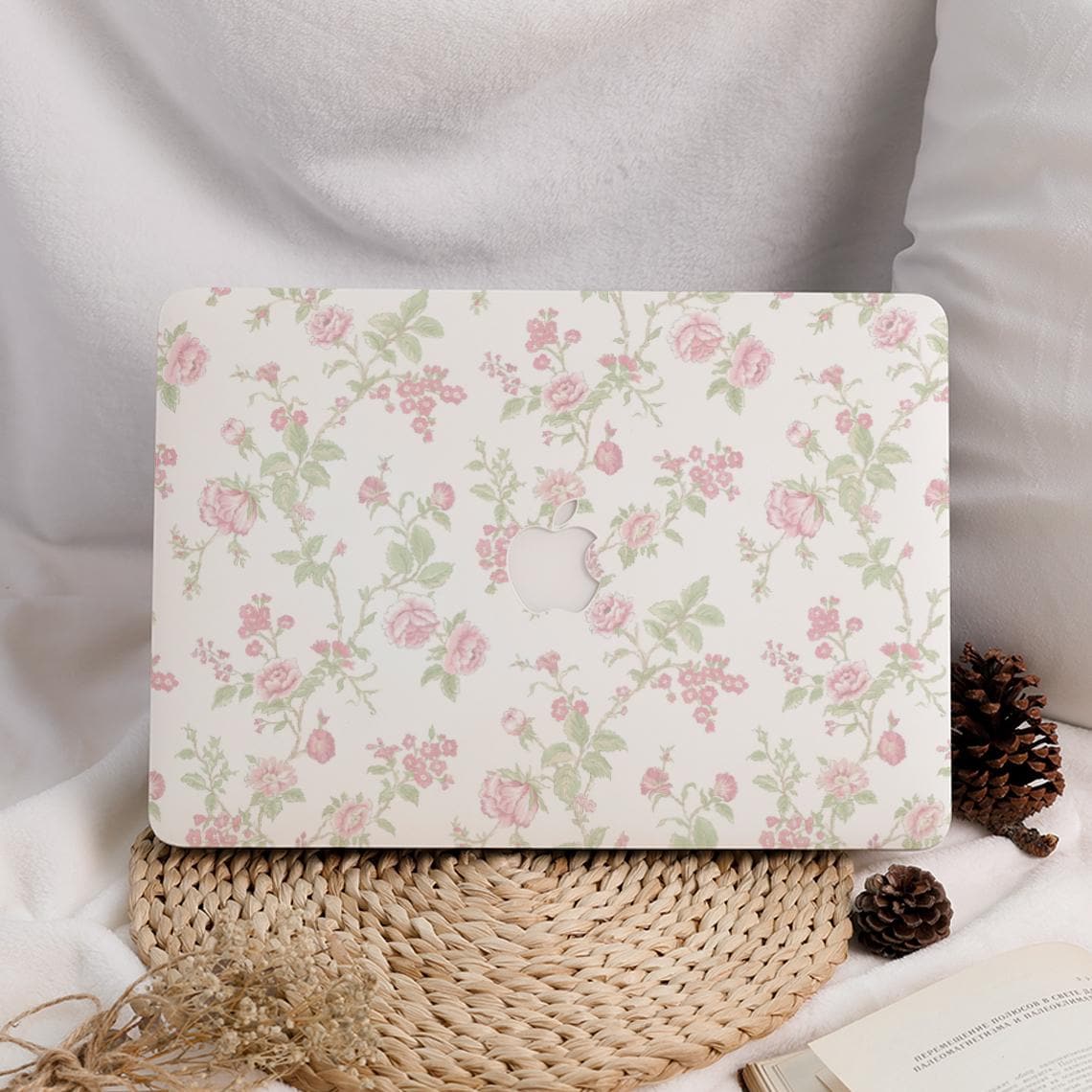 Rosa Blume Elegant MacBook Schutzhülle Laptop Cover für 2025 M4 MacBook Air 15/13/11 Zoll Macbook Pro 13/14/15/16 M1 M2 M3 2023 2024