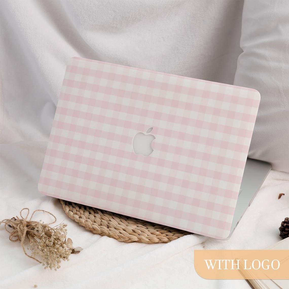 Pink White Plaid Simple MacBook Hard Protective Case Mac Laptop Cover for 2025 M4 Air 15/13/11 Inch Macbook Pro 13/14/15/16 M2 M3 2023 2024