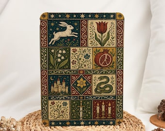 Mystery Medieval Patchwork iPad Case with Apple Pencil Holder Cover for Air 4th 13/11 inch iPad 11/10/9/8 Gen A16 Pro 12.9 inch Mini 5/6/7