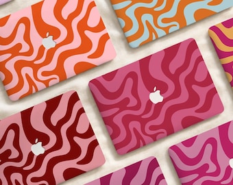 Retro Wavy Swirl MacBook Hard Case, Groovy Artistic Laptop Cover for MacBook Air 13/15/11 & Pro 13/14/15/16