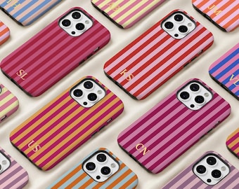 Custom Striped iPhone Case, Personalized Monogram Initials