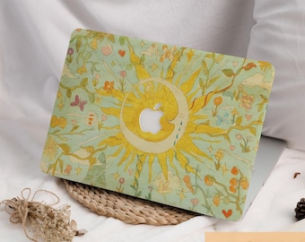 Sun Moon Aesthetic Painting MacBook Protective Case Laptop Cover for MacBook Air 15/13/11 Inch MacBook Pro 13/14/15/16 M1 M2 M3 M4 2025 New