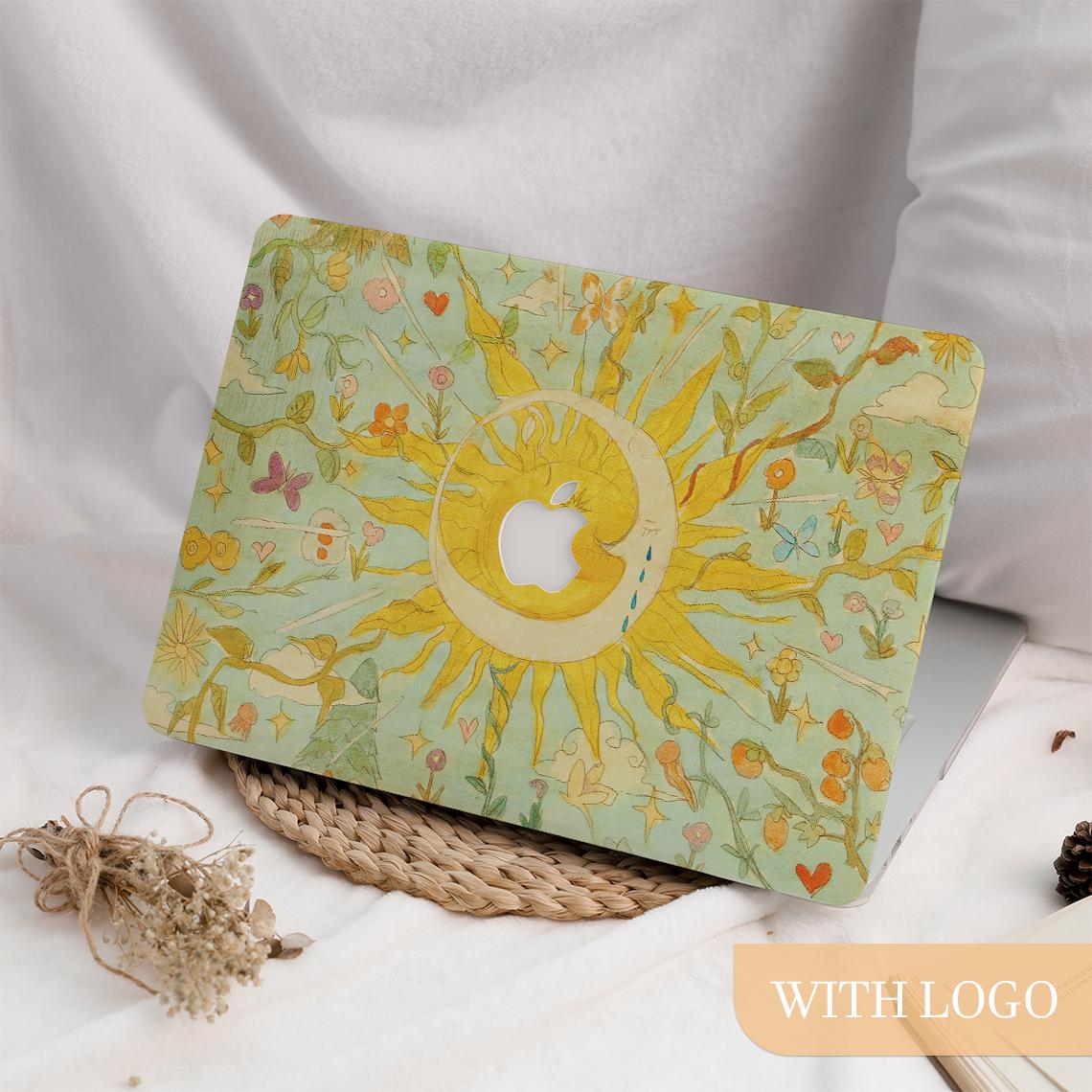 Sun Moon Aesthetic Painting MacBook Protective Case Laptop Cover for MacBook Air 15/13/11 Inch MacBook Pro 13/14/15/16 M1 M2 M3 M4 2025 New
