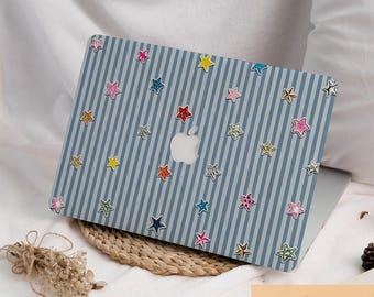 Retro Stars Striped MacBook Hard Protective Case Cover Mac Laptop Sleeve for Neo, Air, Pro & Retina (11/12/13/14/15/16 inch) M5 M4 M3 M2 M1