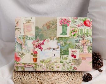 Perfume Flower Green Collage MacBook Case Protective Laptop Cover for Macbook Air 15/13/11 Inch Macbook Pro 13/14/15/16 M1 M2 M3 M4 2025 New