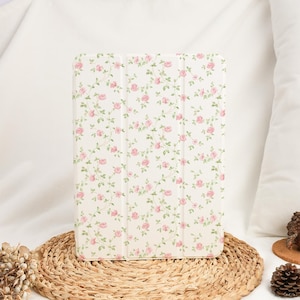 Pretty Pink Flowers Floral iPad Case for 2026 M4 Air 8/5th 13/11inch iPad 11/10/9 Gen A16 iPad Pro M5 iPad Mini 6/7 Cover with Pencil Holder