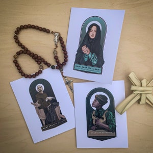 Juego de 10 tarjetas de notas originales con el santo del artista estadounidense Matthew Watters con sobres incluidos