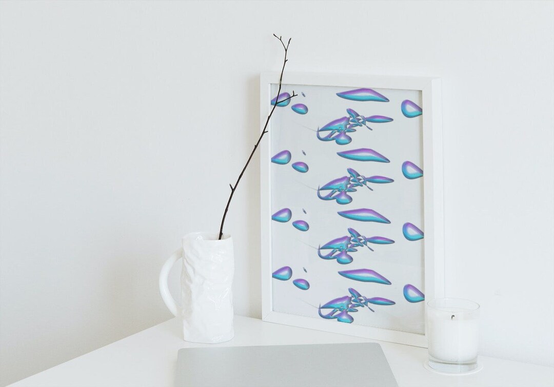 Wall Art Purple Blue Abstract Wall Art Blobs Wall Art White Etsy UK