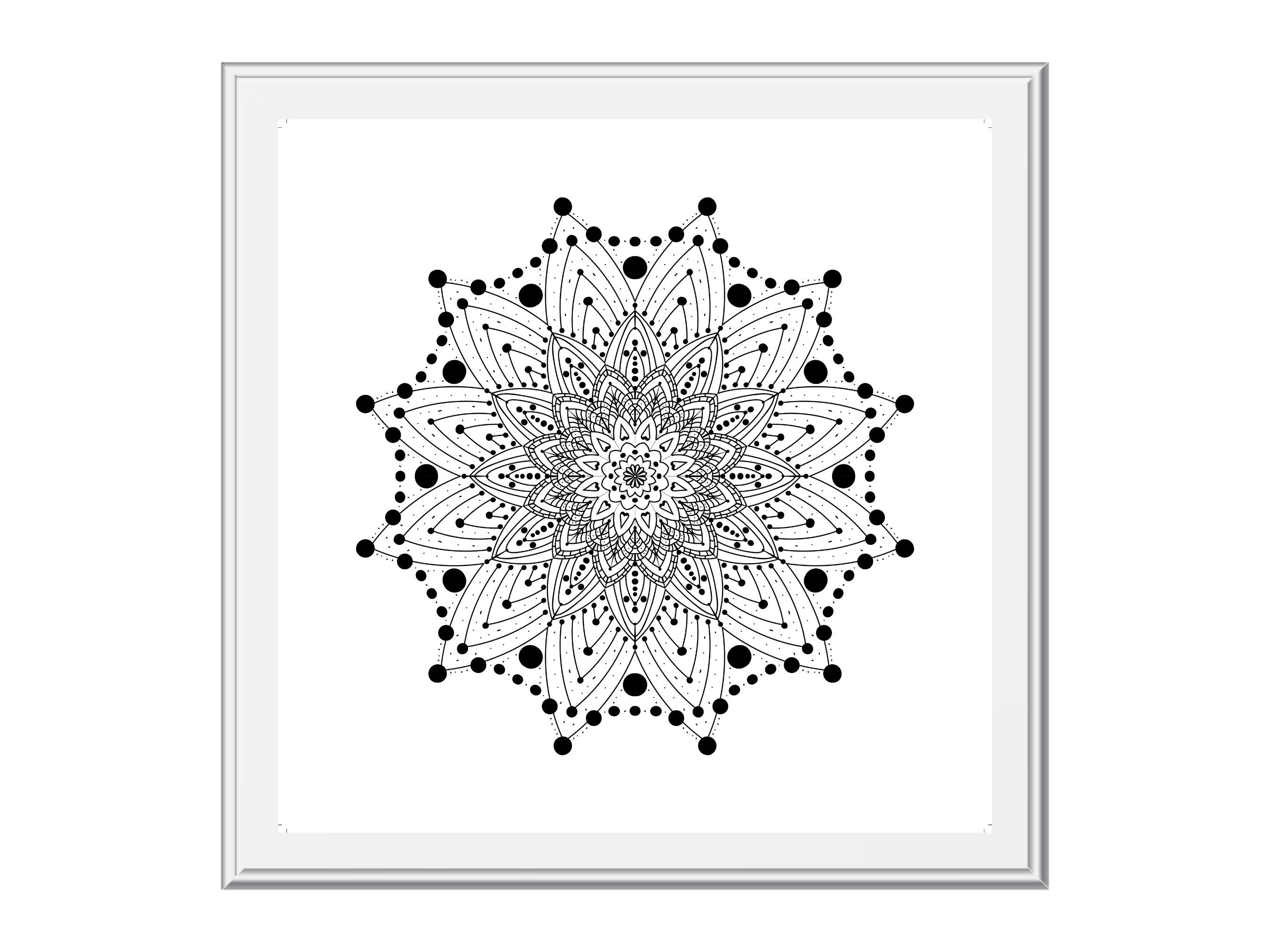 Wall Art Black and White Mandala Wall Art Monochrome Wall Etsy