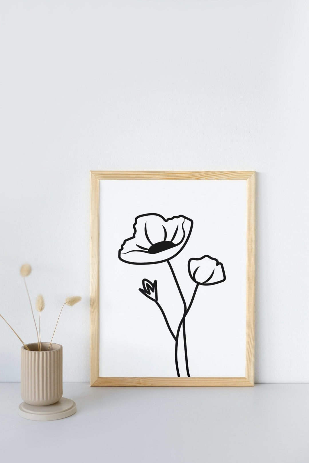 Flower Minimalist Line Art DIGITAL DOWNLOAD Print Monochrome - Etsy UK