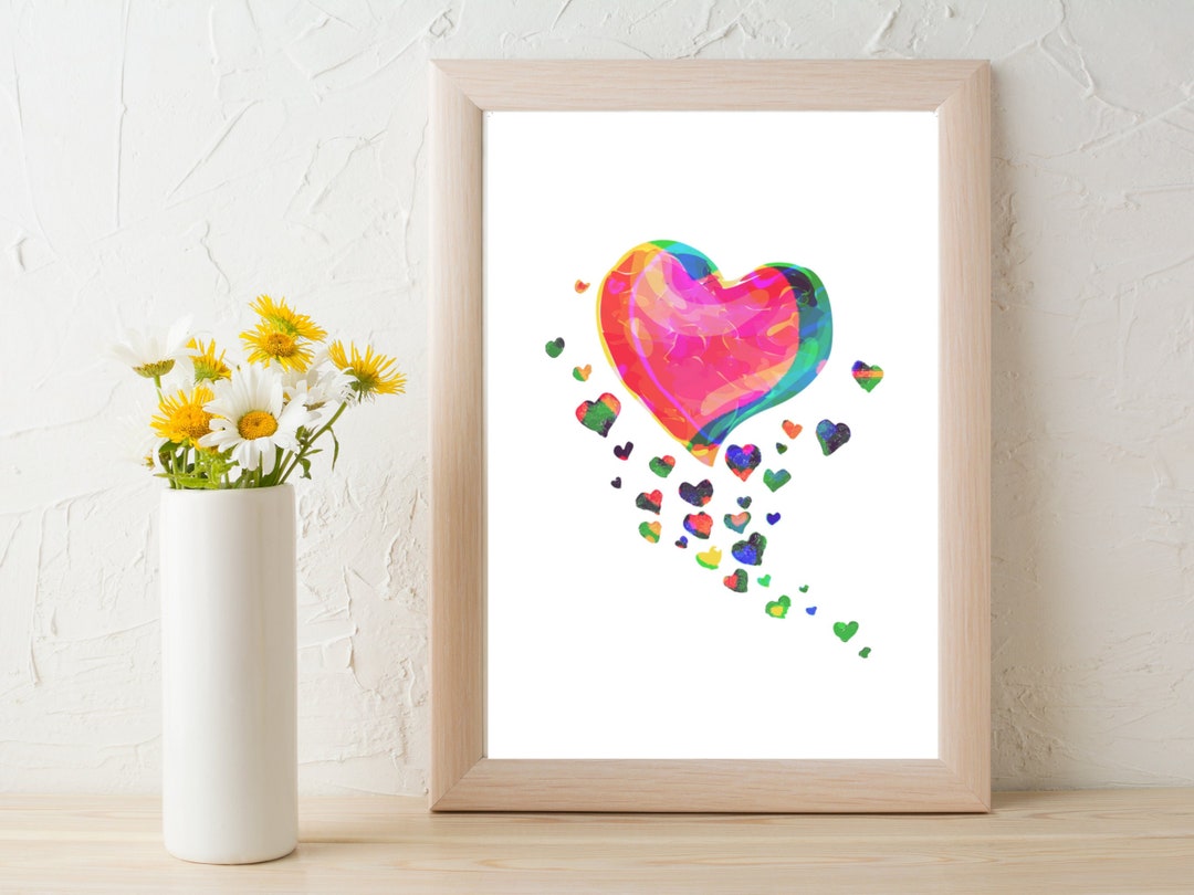 Wall Art Hearts Colors Wall Decor Hearts Pink Different Etsy UK