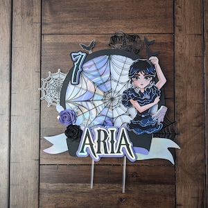 Wednesday theme cake topper, Wednesday addam inspired party decorations.