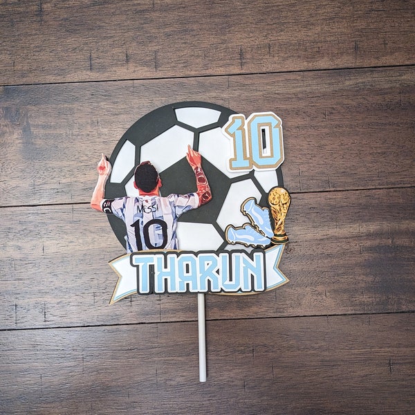 Soccer theme cake topper, Argentina theme, Messi inspired