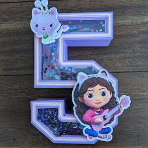 Maison de poupée Gabby, lettre ou chiffre 3D, décorations de fête d'anniversaire pour enfants