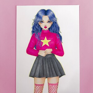 手作りのスターガールキャラクターイラスト | Weirdbrokeartist によるオリジナルアート | かわいいウォールアート
