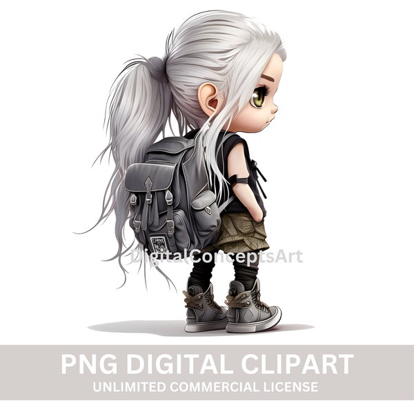 Cute white fashion girl png clipart -White chibi girl png, white hip hop girl png, white teen school girl png clipart, messy bun png clipart