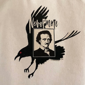 Tote Bag, Raven, Edgar Allan Poe, Large Cotton Shoulder Bag