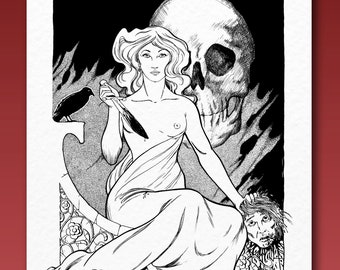 Salome Art Nouveau Print, Pen and Ink Print, Wall Hanging