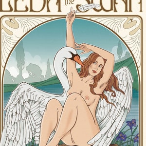 Art Nouveau Leda and the Swan Art Paper Print, 11 X 15 Wall Hanging