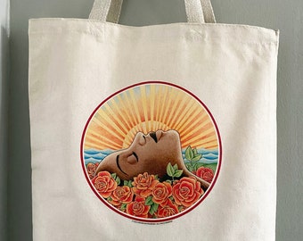Sunrise Cotton Canvas Tote Bag: Earth Day Art