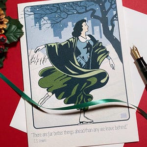 Biglietti di auguri per l'inverno a New York: citazione di C.S. Lewis, set di 8 pezzi fatti a mano