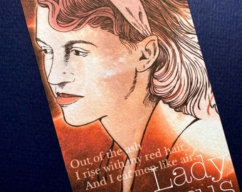 Sylvia Plath Lady Lazarus Author Bookmark, 2-Sided Color Illustrated Bookmark, With White Tassel, Perfect for lovers of Epic Poetry