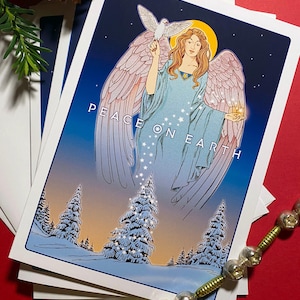 Engel, Weihnachtsgrußkarten-Set, Peace on Earth, 8 Karten, 13 x 18,5 cm mit Umschlägen