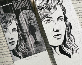 Patricia Highsmith Mr Ripley Bookmark, 2-Sided Illustrated Bookmark, for Murder Mystery Book Lovers