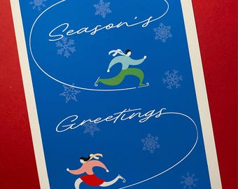 Season's Greetings Skaters Card Set: Winter Holiday (5x7)