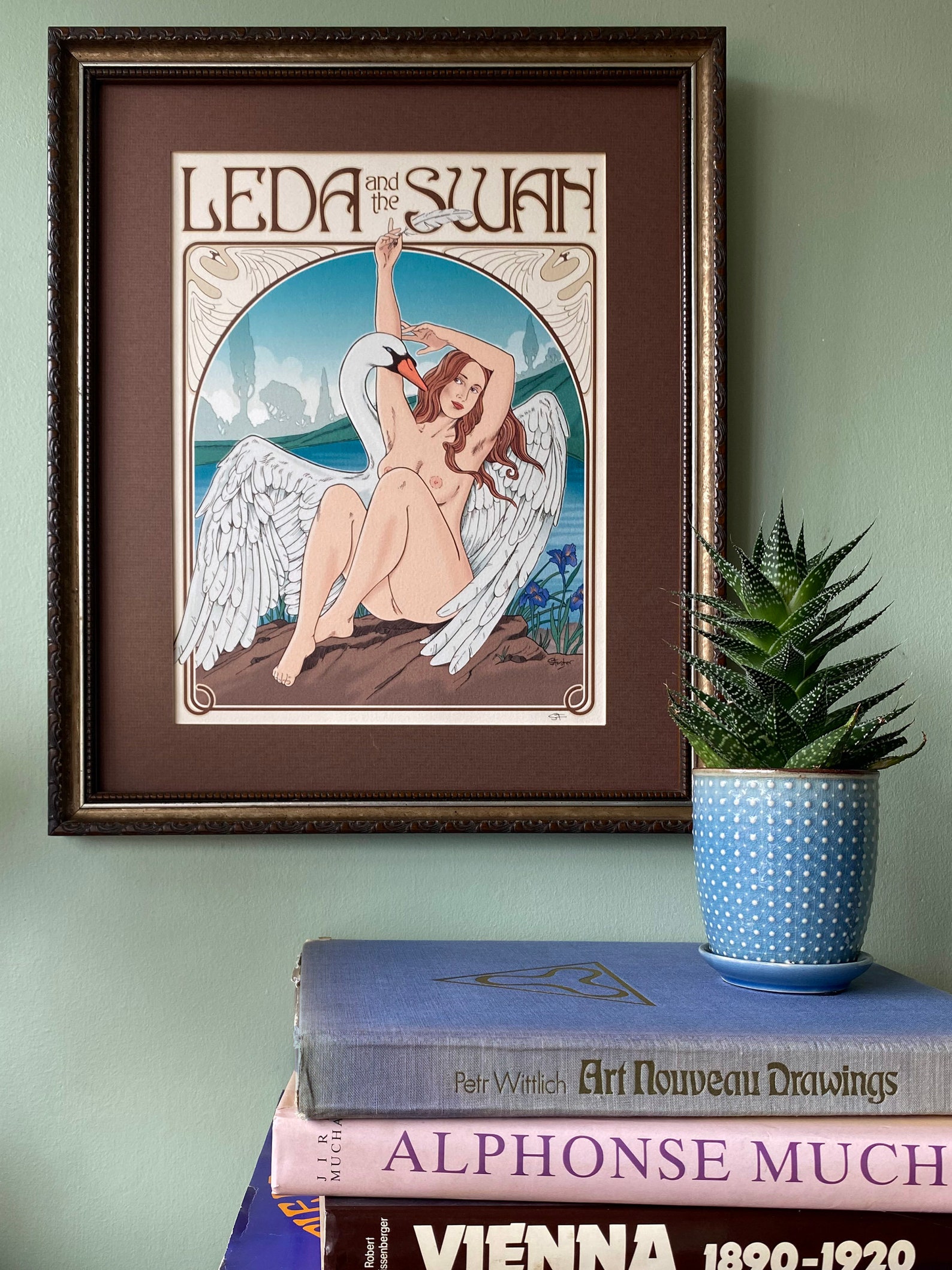 Art Nouveau Leda and the Swan Original Print, 11 X 15 Wall Hanging - Etsy