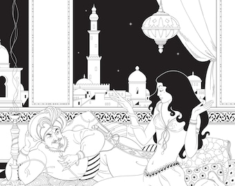 Arabian Nights Scheherazade Original Art Print, Wall Hanging