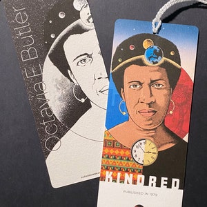 Octavia Butler &#39;Kindred&#39; bladwijzer: geïllustreerde sciencefictionkunst met kwastje
