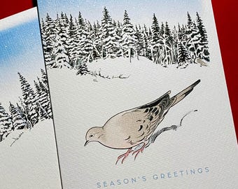 Dove in Winter Holiday Card, Set of 8 Cards, with Envelopes