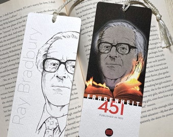Ray Bradbury Fahrenheit 451 Bookmark, 2-Sided Color Illustrated Bookmark, Perfect for sci-fi Book Lovers