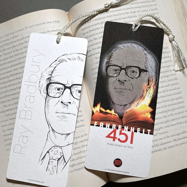 Ray Bradbury Fahrenheit 451, 2-Sided Bookmark, Perfect for lovers of classic Sci-Fi!