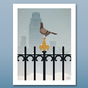 Taube in New York Winter , Art Print, Wandbehang