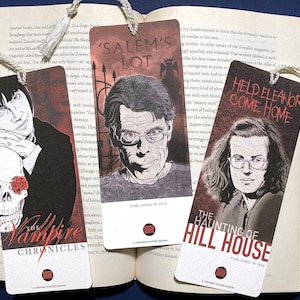 Legends of Horror Bookmarks, Set of 3: Stephen King, Anne Rice and Shirley Jackson, perfect for Fans of Horror!