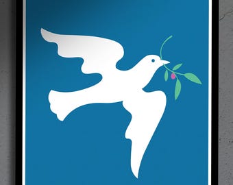 Peace Bird, Dove with Olive Branch Art Print