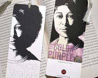 Alice Walker Color Purple Bookmark, 2-Sided Color Illustrated Bookmark, Perfect for Book Lovers