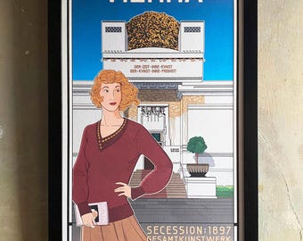 VIENNA Travel Art Poster, Vienna Secession 12 X 22 Wall Hanging