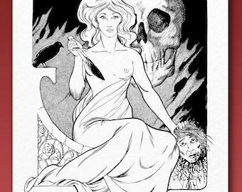 Salome Art Nouveau BW Print, Wall Hanging